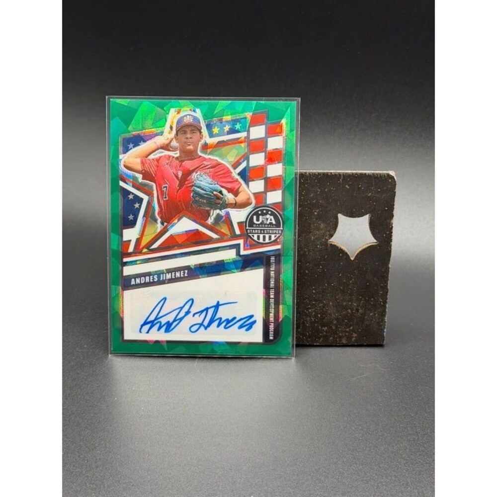 2026 Panini Stars & Stripes Prizm Andres Jimenez Auto Green Parallel #NTS-AJ Tea